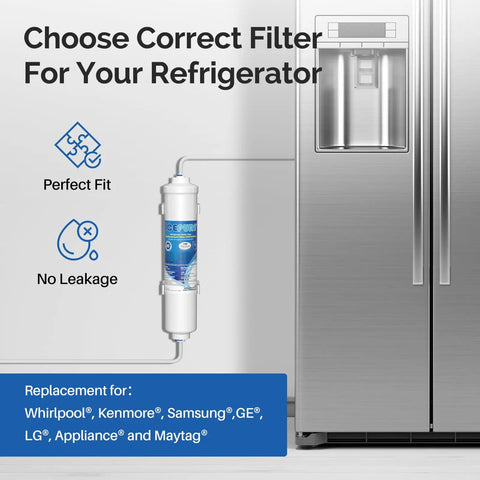No Sweat Setup Inline Water Filter For Ice Makers And Fridges With One Quarter Inch Connectors For Rv Tanks Ro Systems And Under Sink NSF Certified Chlorine Scrubbing Lead Free Body For Crisp Water On The Road mounted to refrigerator
