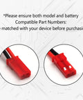 Close-up of battery connectors for 10-Pack 3.7V 800mAh Lithium Battery With Beefed-Up 5-In-1 Charger