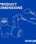 Diagram showing dimensions of Self Closing Shower Valve With Pull Chain In Chrome Finish Ideal For Outdoor And Indoor Showers Water Saving.