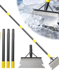 Heavy Duty Flat Shovel Ice Scraper For Winter Cleanup Snow Shovel For Driveways And Sidewalks Stainless Steel Multifunction