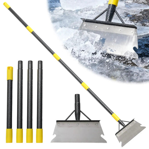 Heavy Duty Flat Shovel Ice Scraper For Winter Cleanup Snow Shovel For Driveways And Sidewalks Stainless Steel Multifunction
