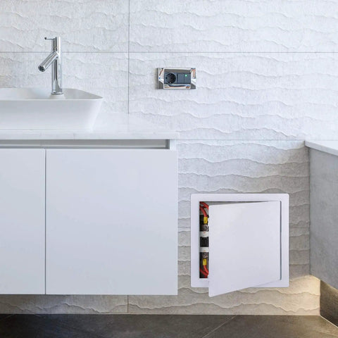 12 By 12 Inch Plumbing Access Panel For Drywall Heavy Duty Reinforced Plastic Hinged Wall And Ceiling Access Door installed