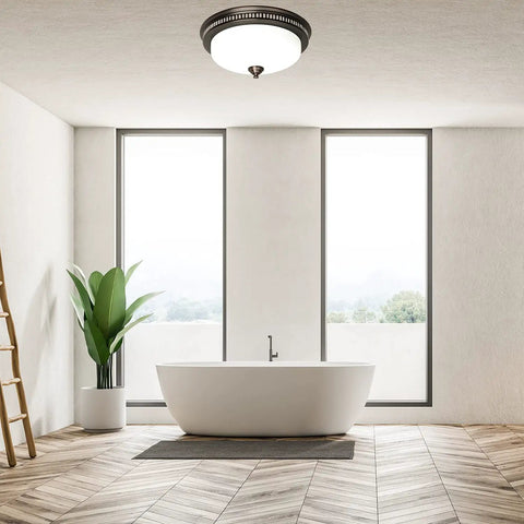 Ultra Quiet Bath Exhaust Fan With Light 110 CFM 1.5 Sones Ventilation With Night Light Oil Rubbed Bronze Finish in modern bathroom