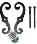 Top Shelf Cast Iron Shutter Dogs With Rust Resistant S Hook Exterior Hardware And Included Mounting Bolts 6.5 Inch dark matte coat, pack of 2.