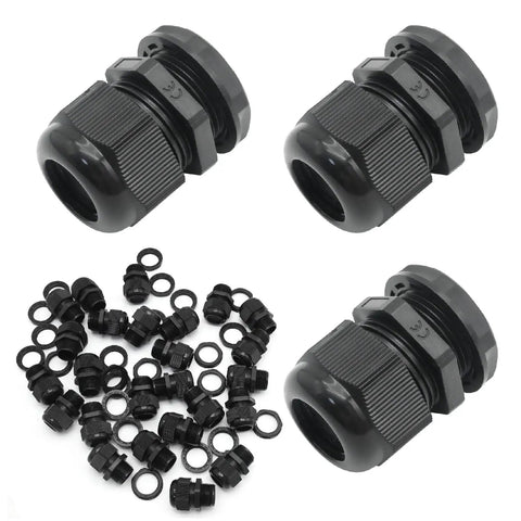 NPT Nylon Cable Gland Set IP68 Waterproof Adjustable 5 to 10mm Cable Diameter 25 Pieces for Waterproof Junction Box and Wire Panel