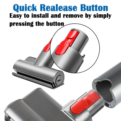 Quick Release Mini Motorhead For Dyson V8 V7 V10 V11 Vacuums with snap-on brush head showing snappy lock mechanism