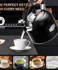 Old School Vintage Style Whistling Tea Kettle With Ergonomic Handle 3.17 Quart Premium Stainless Steel Teapot pouring tea