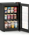 2.3 Cu Ft Upright Mini Freezer With Tempered Glass Door And Flexible Temp Control Keeps Your Stash Ice Cold In This Hella Compact Unit with ice cream inside.