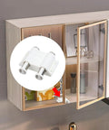 Stainless Steel Glass Door Pivot Hinge With Magnetic Catch Closures And Clamp Set for 3 to 6mm Glass Doors installed on cabinet