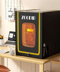 Fireproof 3D Printer Enclosure With Dustproof Vent, Built In Tool Storage And Constant Temperature on a desk next to a laptop