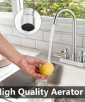 Slick Polished Chrome Bar Sink Faucet Featuring A Solid Four Inch Centerset Spout Rising Eight Point Three Inches Crafted From Tough SUS304 Steel With Zero Fuss Operation For Laundry Bar Cabinet Or Rv Setup That Really Stands Out, water streaming from aerator.