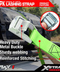 Top Shelf Heavy Duty Cam Buckle Tie Down Straps 1x12 Feet 12 Pack With Bulletproof Grip for flatbed hauling with metal buckle.