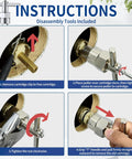 Step-by-step guide for Posi Temp Cartridge Replacement Kit With 104421 Removal Tool And 116653 Handle Adapter installation.