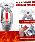 Heavy Hitter Pendent Fire Sprinkler Head Delivers Quick Response At 155F For Instant Water Spray Down Action, copper design.