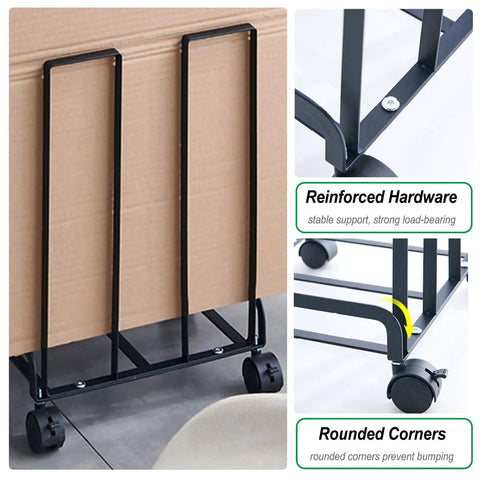 Carton Stand For Boxes With Swivel Wheels And Locking Casters On The Go Portable Cardboard Storage Cart Black Finish