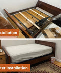 Set Of Four Adjustable Bed Frame Support Legs, Heavy Duty Slats Support For Bed Frames, 7.08 To 13 Inches Height, Easy Install shown installed