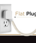 3 Outlet Power Strip Surge Protector Indoor Extension Cord 10 Ft Braided Flat Cord 16 Gauge 245 Joules 3 Prong ETL Listed