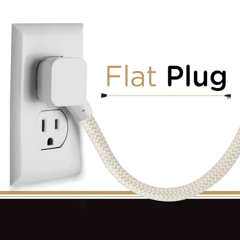 3 Outlet Power Strip Surge Protector Indoor Extension Cord 10 Ft Braided Flat Cord 16 Gauge 245 Joules 3 Prong ETL Listed