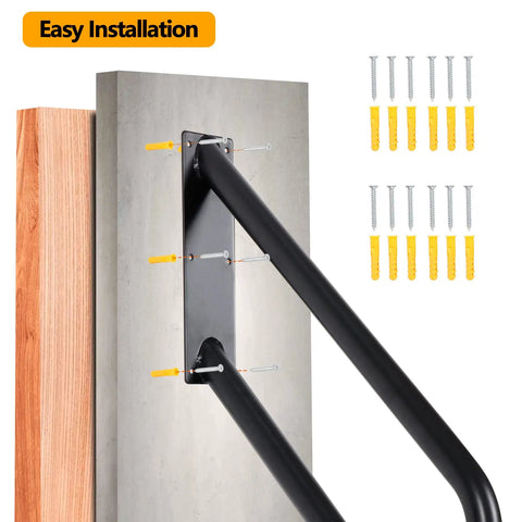Rugged RV Stairs With Handrail And Step Covers 5 Step Ladder For Outdoor Use installation setup showing screws and wall supports