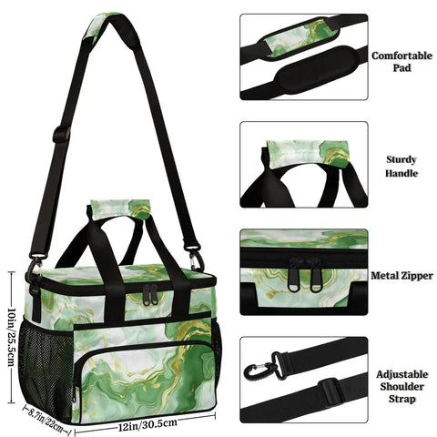 Green Insulated Picnic Backpack with Large Lunch Bag for Women and Men lit portable tote cooler, adjustable strap and zipper