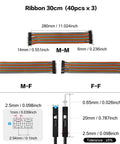 120 Piece 30cm Jumper Wire Kit With 2.54mm Dupont Cables showing multicolor ribbon and size details for prototyping