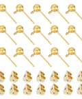KC Gold Ball Post Earring Studs With Loop, 150 Pcs, Includes 200 Stainless Steel Butterfly Earring Backs, 350 Total DIY Jewelry Making Findings Kit For Earrings Crafting gold ball post studs and butterfly backs