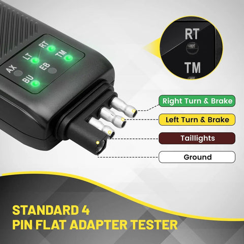 7 Pin Trailer Plug Tester And 4 Pin Trailer Tester With Dual Sided LED Indicators For Boat RV Truck Camper Wiring showing 4-pin flat adapter