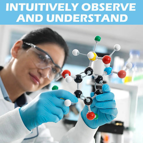 Scientist using Molecular Model Kit For Chemistry Learning, 125 Pieces Ball And Stick And Room Filling Models in a lab setting