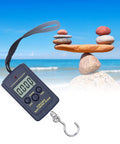 Built Tough Hella Accurate Hanging Hook Scale Portable Electronic Steelyard For Industrial Use With Solid Balance And Killer Reliability For Everyday Weighing Tasks next to balanced stones by the beach.