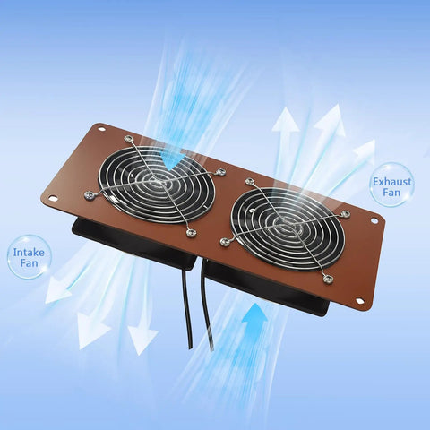 Solar Powered Dual Fan Kit For Chicken Coops, Greenhouses And Sheds, 20W Panel, 3500 RPM Fans, IP67 Waterproof, 360 Degree Adjustable Mount, 8.8Ft Cable, Intake And Exhaust Ventilation