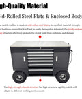Pro Level Heavy Duty 7 Drawer Cold Rolled Steel Tool Chest With Hella Major Load Capacity And Rugged Powder Coated Finish Mobile Shop Cart with enclosed body.