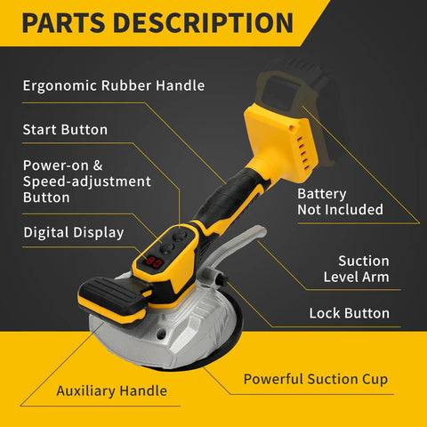 Cordless Tile Vibration Leveling Tool With 8 Speed Digital Display, Go To DeWalt 20V Battery Compatible, Portable Tile Vibrator parts