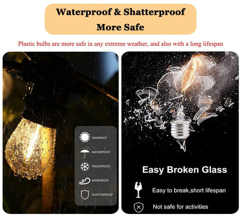 100 Ft Solar Powered LED String Lights For Outdoor Patio And Backyard Dope Vibe Waterproof And Shatterproof With 30 Bulbs Dusk To Dawn Hanging Lights For Garden Deck Camping And Party Decor