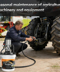 Person using Heavy Duty Pneumatic Grease Pump For Industrial Lubrication on agricultural machinery