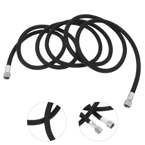 Flexible Airbrush Hose Extension With Gotta Love Flexibility And Plug And Play Quick Connect For Smooth Spray Painting Flow Plus Universal 1/8 Connector For Zero Hang Ups, black woven polymer tubing.
