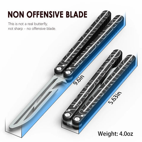 Lightning Washer System Butterfly Balisong Trainer 6061 Aluminum Integral Handle Zen Pins Non Slip Grip Practice Tool
