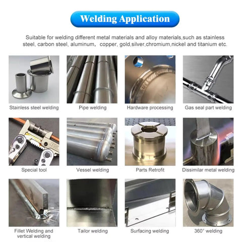 Welding applications showcasing various metal types: Pro Grade Rugged Robotic Welding Arm For Generator Shell Fabrication And Hella Stable Industrial Cnc Robot.