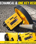 Zozen 6-Inch Measuring Wheel in Feet and Inches, Extended Telescopic Handle with digital display on asphalt.