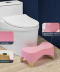 7 Inch Toilet Stool for Adults and Kids, Squatting Poop Stool With Non Slip Mat, 550 Lb Weight Capacity, Pink Bamboo Color near toilet
