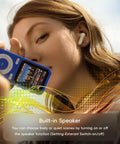 Woman using 64GB Bluetooth MP3 Player With HiFi Lossless Sound, Built-In Speaker, Voice Recorder, And Shuffle outdoors