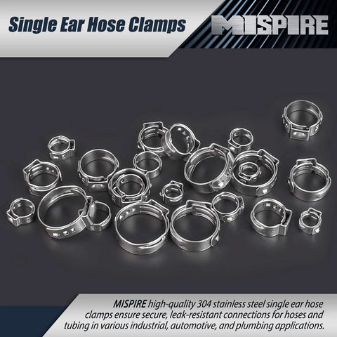 MISPIRE 100-piece stainless steel single-ear hose clamps set
