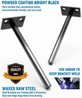 Close-up of two black steel Hidden Floating Shelf Brackets 12 Pack 8 Inch Concealed Wood Shelf Support visible.