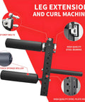 Leg Extension And Curl Machine Attachment For Power Rack And Home Gym Beefy Steel Build With Thick Foam Roller detail view