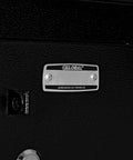 Real Tough Twenty Four Door Cell Phone And Tablet Locker Cabinet With Individual Key Compartments Heavy Duty Steel Build closeup of secure latch and label.