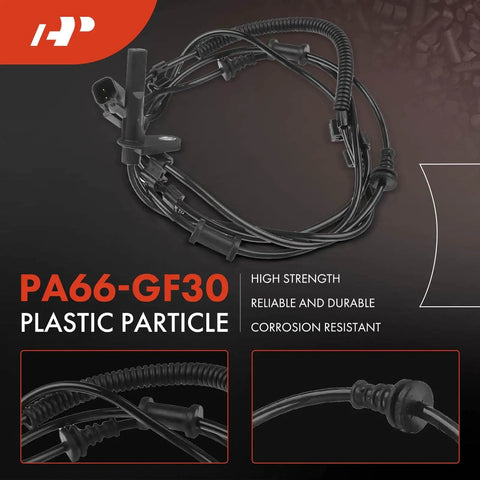 Heavy Duty Rear ABS Wheel Speed Sensor Pair Compatible With Ram 2500 3500 Crew Cab Pickup close-up view showing connectors and wiring.