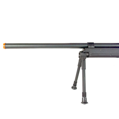 Beefy Heavyweight Spring Airsoft Sniper Rifle With Precision Tuning Over 450 FPS showing bipod and barrel