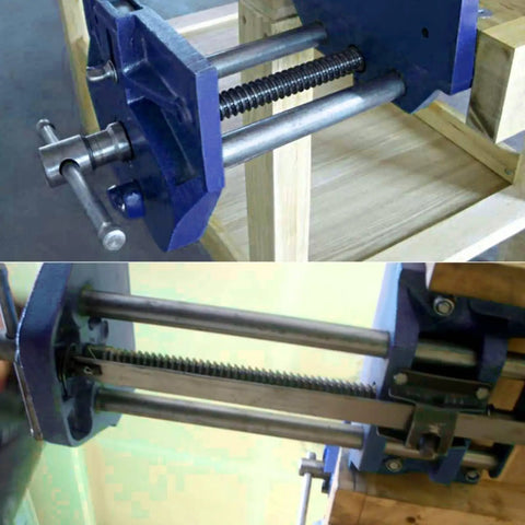 Premium 7 Inch Carpentry Bench Clamp With T Handle Workbench Vise Threaded Screw Heavy Duty Woodworking Tool securing lumber in use.