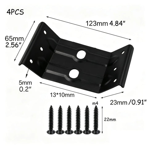 Heavy Duty Corner Bracket Set of 4 for Tables and Furniture Built Tough From Thick Steel Zinc Plated with dimensions shown