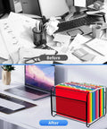Bigtime Value 12 Pack Hanging File Folders Letter Size Featuring Adjustable Tabs Clean Labels organized in a desktop file holder.