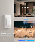 Self Powered Wireless Light Switch And Receiver Kit With 600ft Range, indoor and outdoor use demonstration of signal strength